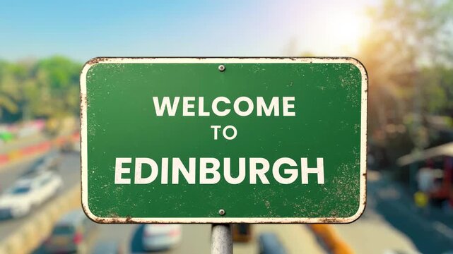 A high-quality 3d rendered graphic featuring realistic green highway road signs for the most famous locations in the United Kingdom