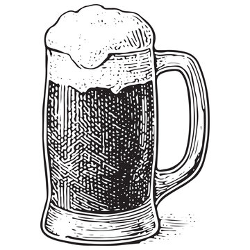 Vintage Root Beer Mug Icon with Foam for Retro Pub Menu and Craft Beverage Branding