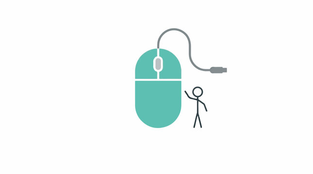 Stick figure standing next to large computer mouse