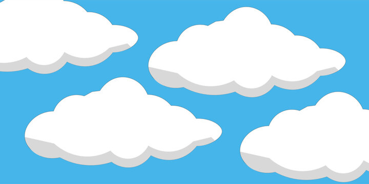 Cloud shapes and types icon set. Weather and meteorology white symbol collection. Isolated vector illustration.