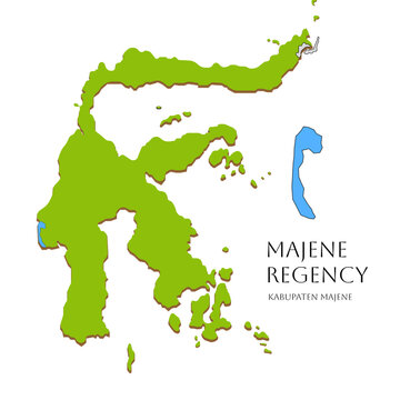 Map of Majene Regency highlighted on Sulawesi Island with modern regional cartography and clean geographic layout. Vector illustration ideal for educational and infographic use