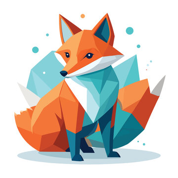 Geometric polygonal fox standing alone.