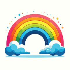 Fototapeta premium Colorful Rainbow with Cloudy Base Illustration.