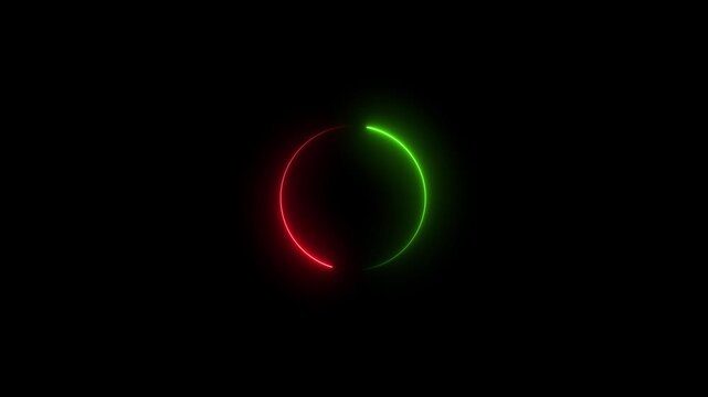 round neon circle frame animation blue pink light motion isolated black background two tone neon ring overlay effect seamless loop 4k motion graphic blue and pink element 4k footage