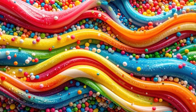 Vibrant rainbow candy swirls delicious colors and textures