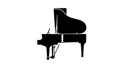 black grand piano silhouette on white background © Arga
