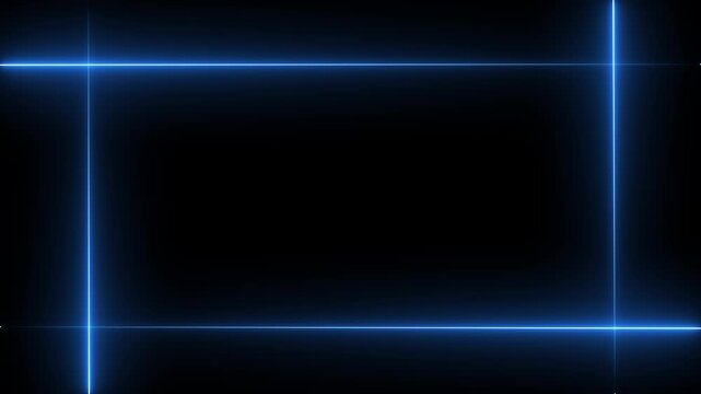 Square rectangle picture frame with two tone neon color motion graphic on isolated black background.moveing for overlay element. footage video effect seamless loop.