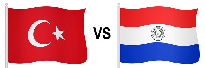 Obraz premium Flags of two opposing countries in a football match