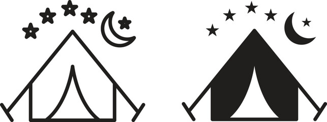 Night camping icon for social media, app, and web design. Vector illustration. © apon