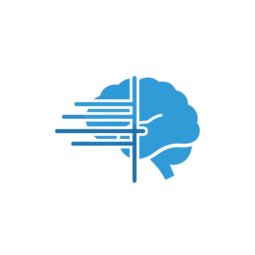 Brain with speeding lines through it.