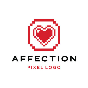 Retro pixel art heart logo with vintage arcade style for gaming community digital romance streaming channel or creative pixel brand Logo Design