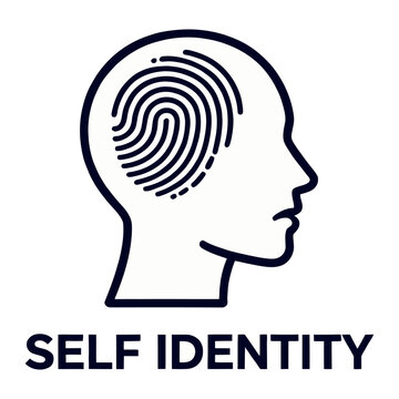 Self identity concept with fingerprint brain vector flat design