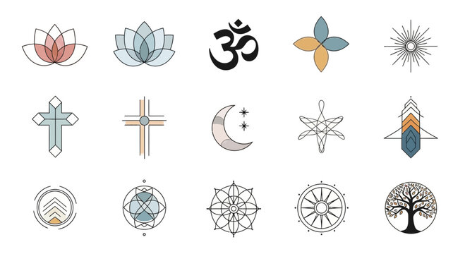 Spiritual and Esoteric Symbol Set for Meditation and Mindfulness
