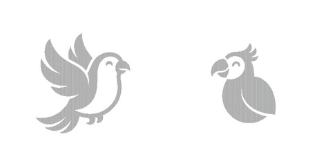 Minimalist parrot bird logo set, grey tropical parrot icons, simple flying bird vector illustrations, modern avian branding elements © riponhossain
