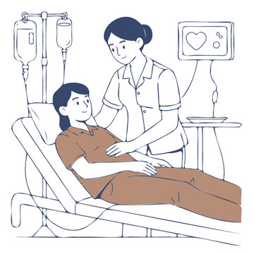 doctor and patient in hospital vector design, doctor, patient, hospital, nurse, medicine, woman, bed, healthcare, care, health, child, clinic, medical, people, stethoscope, senior, dentist, treatment