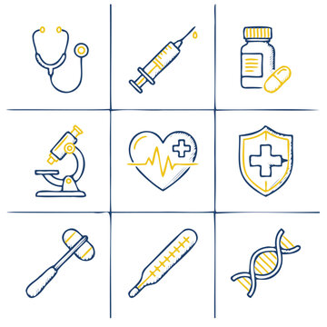 set of medical equipment vector icon, icon, vector, set, illustration, tool, icons, symbol, medical, design, pencil, cartoon, sign, equipment, pen, hammer, paint, construction, art, syringe, saw, tool