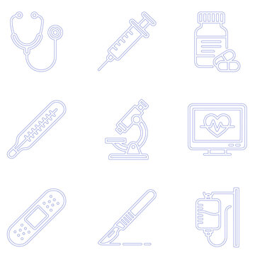 set of medical equipment vector icon, icon, vector, set, illustration, tool, icons, symbol, medical, design, pencil, cartoon, sign, equipment, pen, hammer, paint, construction, art, syringe, saw, tool