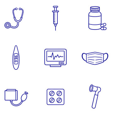 set of medical equipment vector icon, icon, vector, set, illustration, tool, icons, symbol, medical, design, pencil, cartoon, sign, equipment, pen, hammer, paint, construction, art, syringe, saw, tool