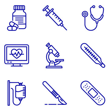 set of medical equipment vector icon, icon, vector, set, illustration, tool, icons, symbol, medical, design, pencil, cartoon, sign, equipment, pen, hammer, paint, construction, art, syringe, saw, tool