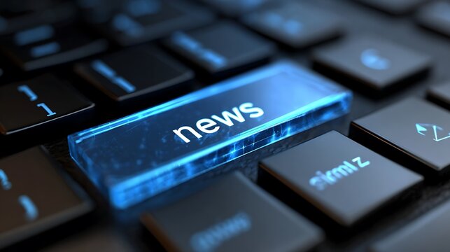 News technology concept - News button on keyboard. 3d illustration