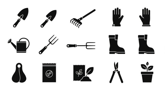 Collection of Garden Tools and Supplies Icons.