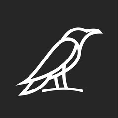 Fototapeta premium Minimalist Line Art Bird Logo Design on Dark Background