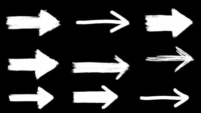 Dynamic White Arrows on Black Background, Vector Graphics, Direction, Movement, Design Elements.