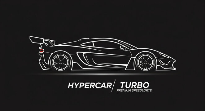 Sleek Hypercar Turbo Sports Car Outline Illustration.