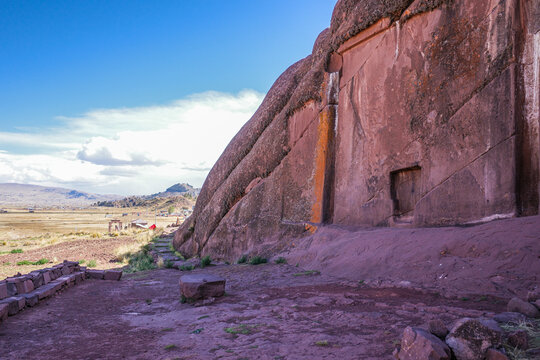 Puno, Peru - 28 Nov 2025: Aramu Muru and Willka Uta archaeological site in Puno, Peru