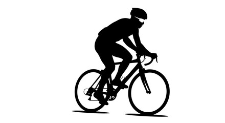 Obraz premium Cyclist in motion silhouette against minimalist gradient background