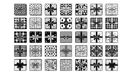 Fototapeta premium Decorative pattern tiles with monochrome geometric designs and ornamental rosette motifs in seamless grid layout
