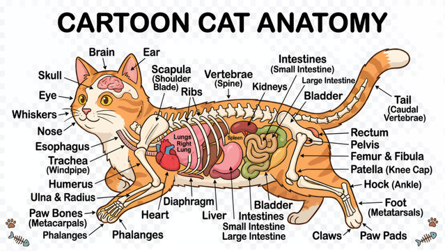 Cartoon cat anatomy illustration