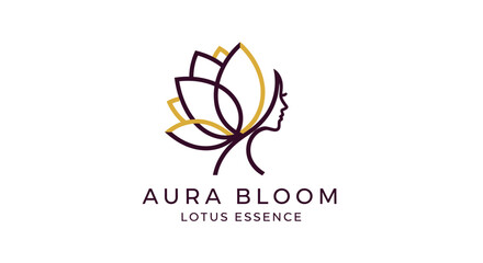 Fototapeta premium Elegant Aura Bloom Lotus Essence Logo Design.
