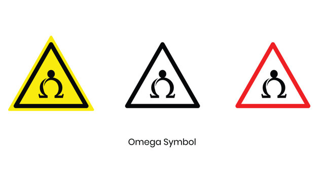Omega symbol warning sign with disabled person icon