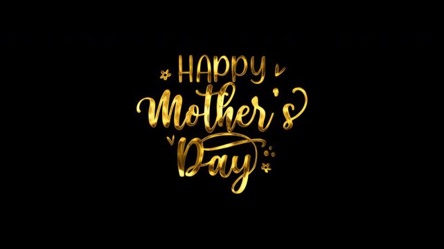 Happy Mother's Day Animation Text in Premium Gold Color. Great for Video Introduction 4K Footage, Social Media, and Digital Greeting Cards for Mom