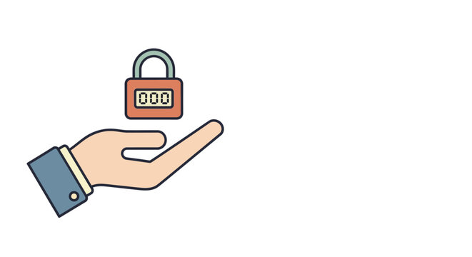 Hand holding a security lock symbol.