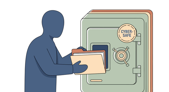 Man putting papers in safe box.