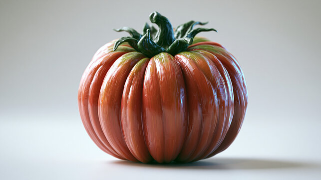 Heirloom tomato with deep ribs and green stems heirloom vegetable agriculture