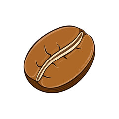 Obraz premium Illustration of a single brown roasted coffee bean with a clear central split and textured surface