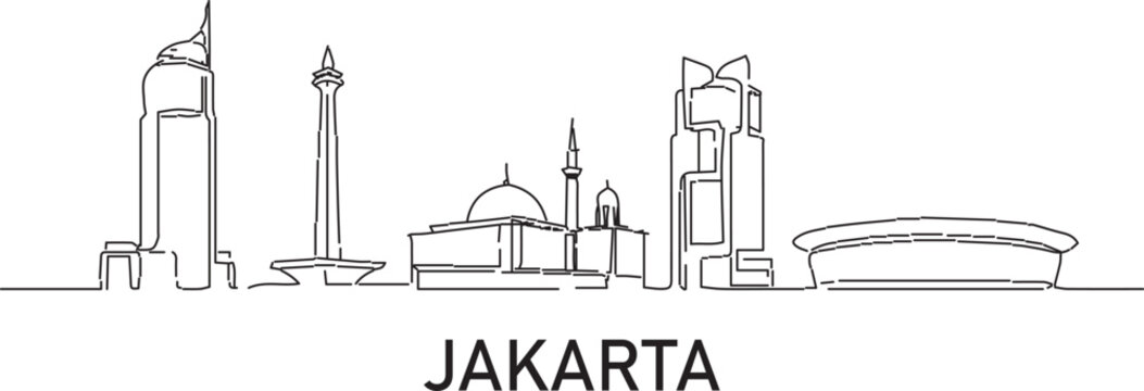 Minimalist line art of Jakarta skyline