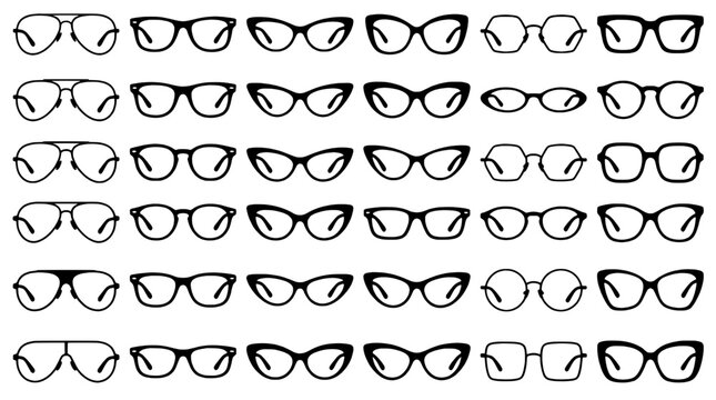 Glasses eyeglasses set with various styles and designs for fashion and vision correction featuring frames, lenses, stylish with modern and classic