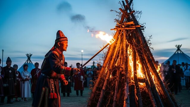 Bonfire burning brightly at outdoor gathering.