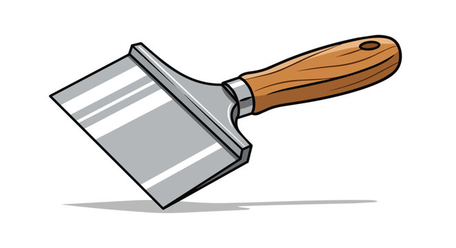 Wide Putty Knife Scraper with Wooden Handle for Construction and Renovation Work Illustration