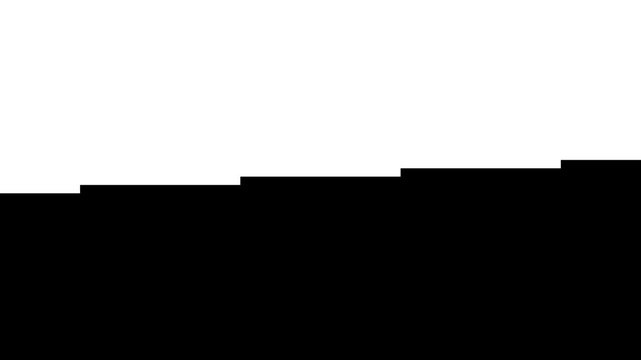 Abstract transition effect featuring digital black blocks moving upward in sequence creating rhythmic layered animation.
