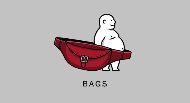 Man with large belly wearing a giant red waist bag