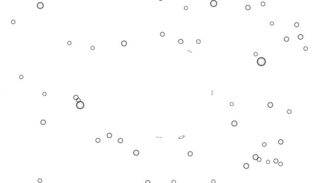 Abstract white animation featuring floating grey spheres and distorted lens glass ripple effect moving on screen.