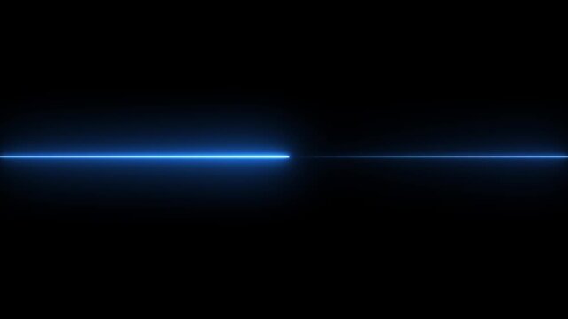 Abstract blue laser line animation moving horizontally on black background creating sleek futuristic motion clip.
