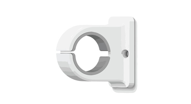 White plastic pipe bracket mount illustration for wall support plumbing hardware isolated on white background