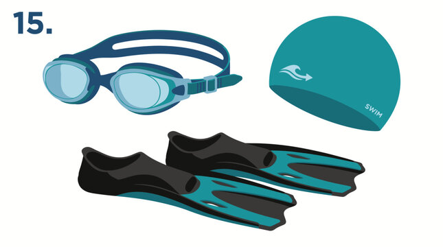 Swim goggles and flippers set.