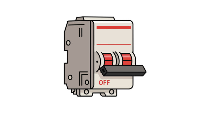 Industrial Electrical Circuit Breaker Switch Illustration in Off Position for Power Safety and Control
